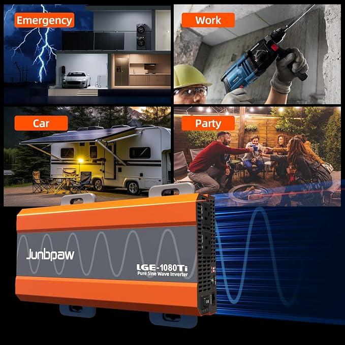 1080 Watt Pure Sine Wave Inverter, Remote Monitor Controller 12V DC to 120V AC - Image 7