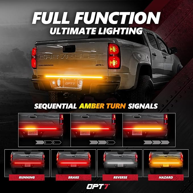 OPT7 48" Redline Triple Row LED Tailgate Light Bar w/Sequential Amber Turn - Image 2