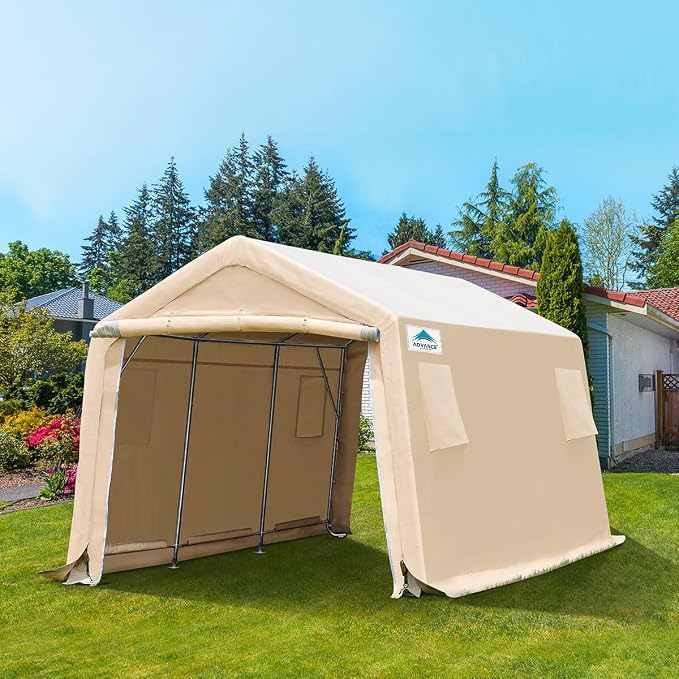 ADVANCE OUTDOOR 10x15 ft Shelter Storage Shed Steel Metal Peak Roof Portable - Image 8