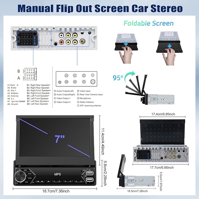 Single Din Touchscreen Car Stereo - Image 9