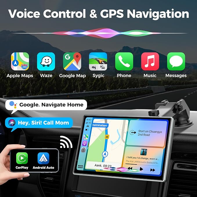 7" Wireless Apple CarPlay Android Auto Screen - Image 7