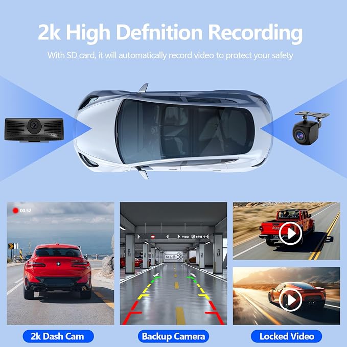 Wireless Carplay Screen for Car 2K Dash Cam, 8.1" HD Portable Car Stereo - Image 4
