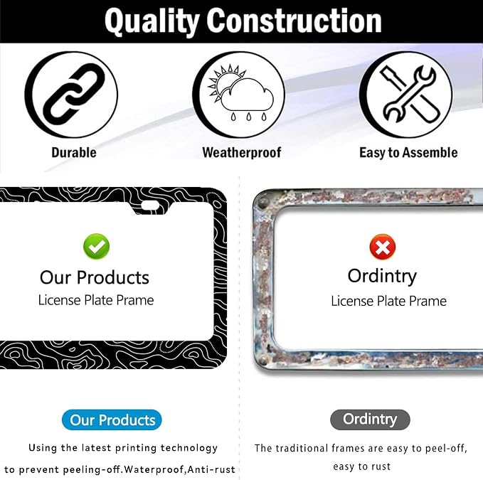 Topographic License Plate Frame-2 PCS Topography | Map | Exploration | - Image 5