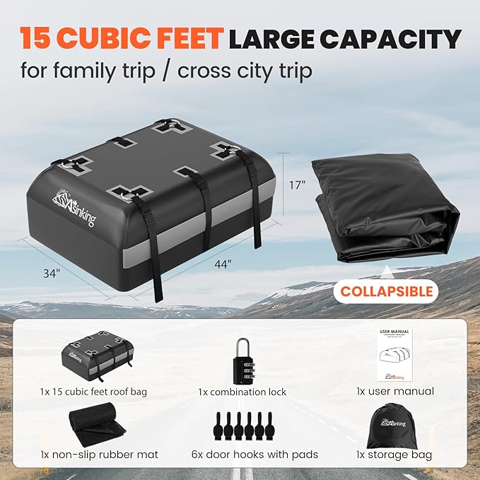 Asinking Car Rooftop Cargo Carrier Bag - Image 5