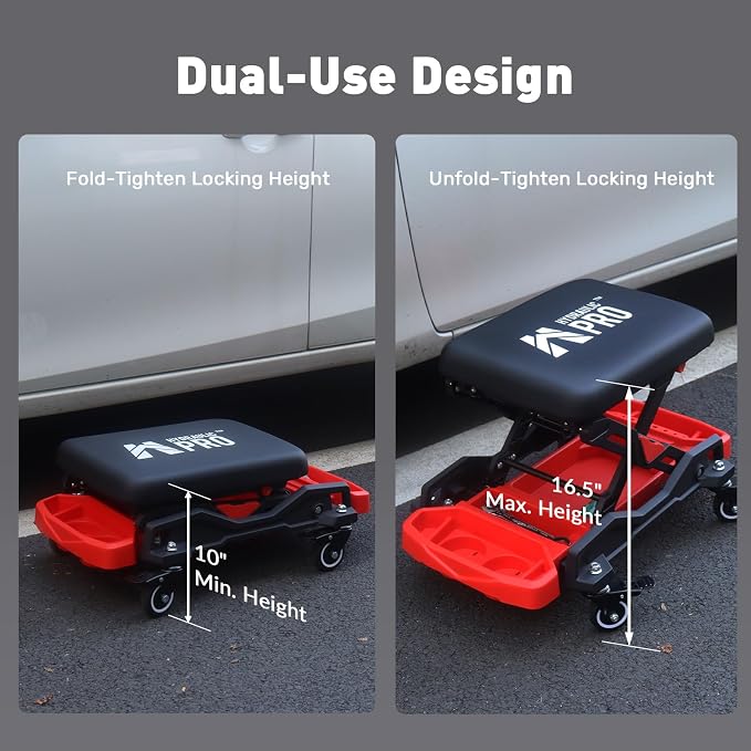 Automotive Creeper Seat with Rolling Wheels, 300 LBS Capacity Mechanic Stool - Image 4