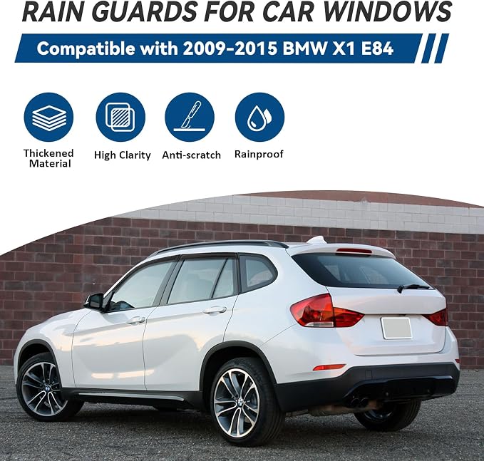 4pcs Front+Rear Smoke Tint Sun/Rain Guard Outside Mount Tape-On Vent Window - Image 2