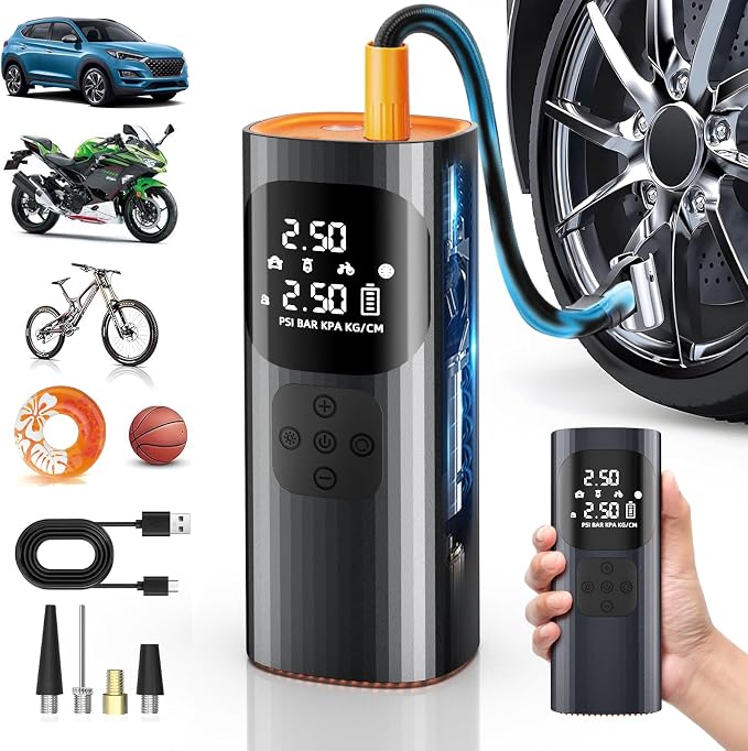 Tire Inflator Portable Air Compressor, 150PSI Cordless Air Pump by NHOWIN