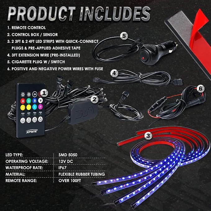 Xprite 4Pcs Underglow LED Lights - Image 7