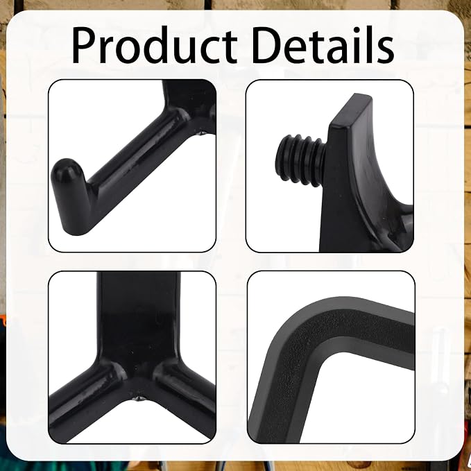 16 Pcs Storage Shed Hooks Set for Suncast, 5 Black V Shaped Tool Hooks Organizer - Image 4