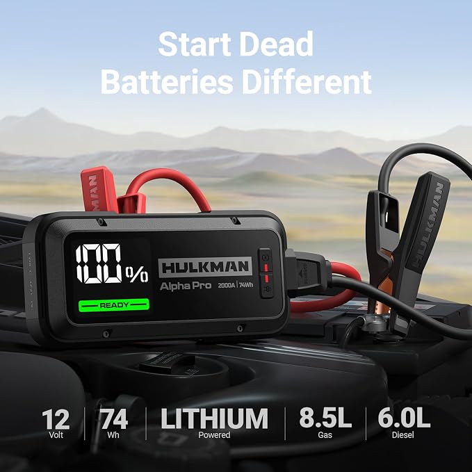 Hulkman Alpha Pro Solid Black, 2000A 74Wh Car Jump Starter Portable, - Image 2