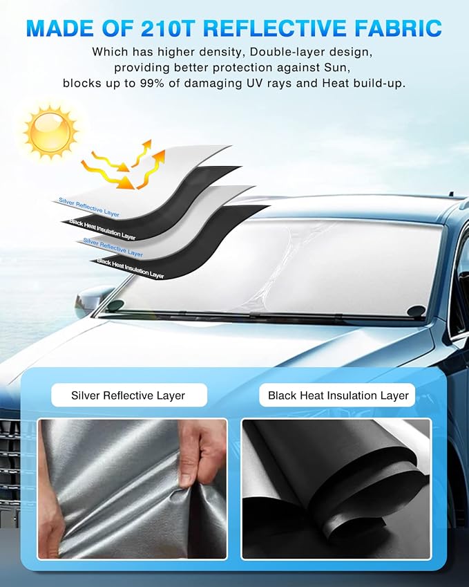 KUST Windshield Sun Shade for Nissan Titan 2020-2023 2024 Window Shade Sun - Image 4