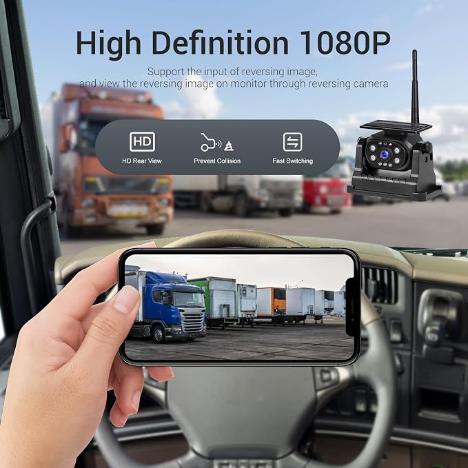 Hikity Wireless Backup Camera Solar Magnetic WiFi, HD 1080P Rechargeable Rear - Image 3