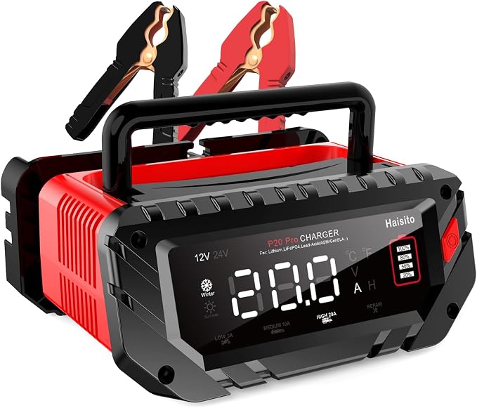 Haisito 20 Amp Lithium Battery Charger, 12V and 24V Lifepo4, Lead-Acid Portable by haisito
