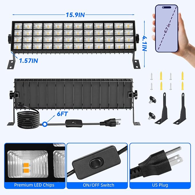 100W LED Shop Light, 11000LM 3000K Warm White Plug in Garage Light - Image 7
