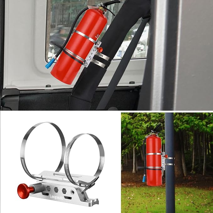 Vehicle Fire Extinguisher Mount Bracket, Aluminum Adjustable Quick Release Roll - Image 4