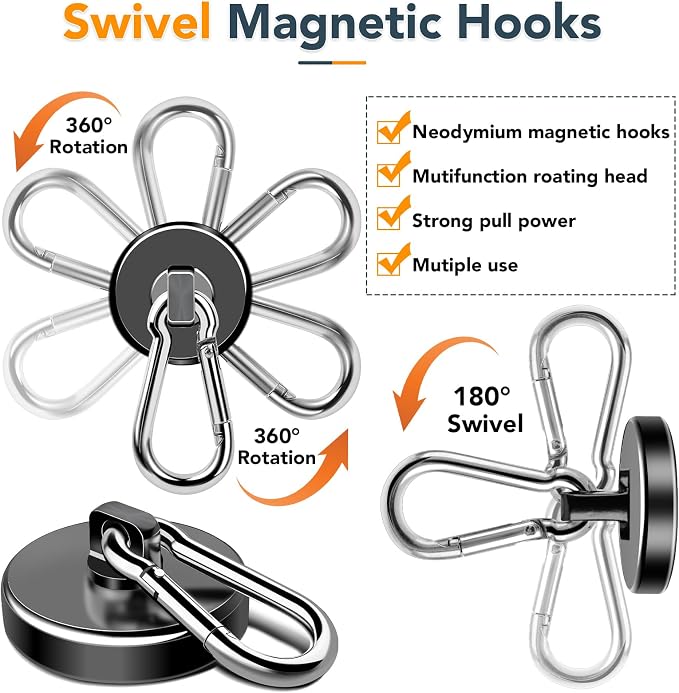 MIKEDE Magnetic Hooks Heavy Duty, 200LBS+ Powerful Magnetic Hooks Cruise - Image 5