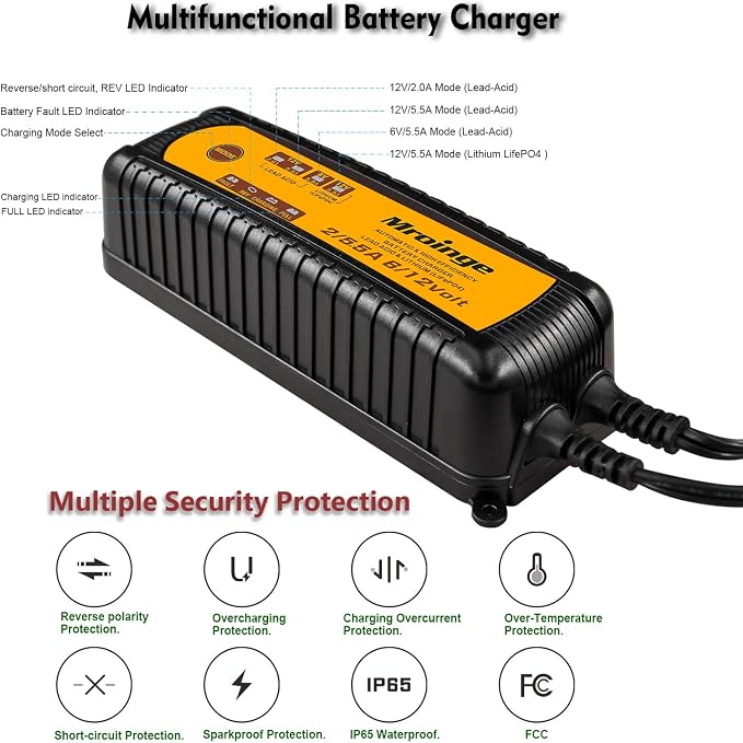 MBC055, 6V/12V 5.5A Smart Vehicle Battery Charger Maintainer - Image 4