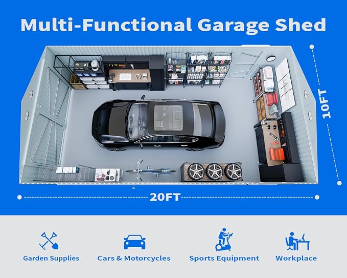 10x20 Metal Shed, Metal Garage Building - Image 8