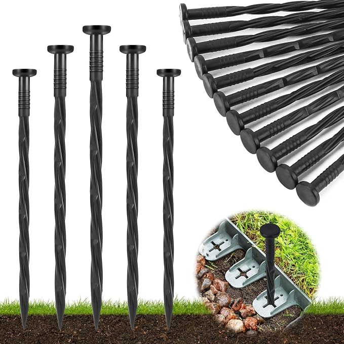 Landscape Edging Stakes, Spiral Nylon Anchoring Spikes by Garaook
