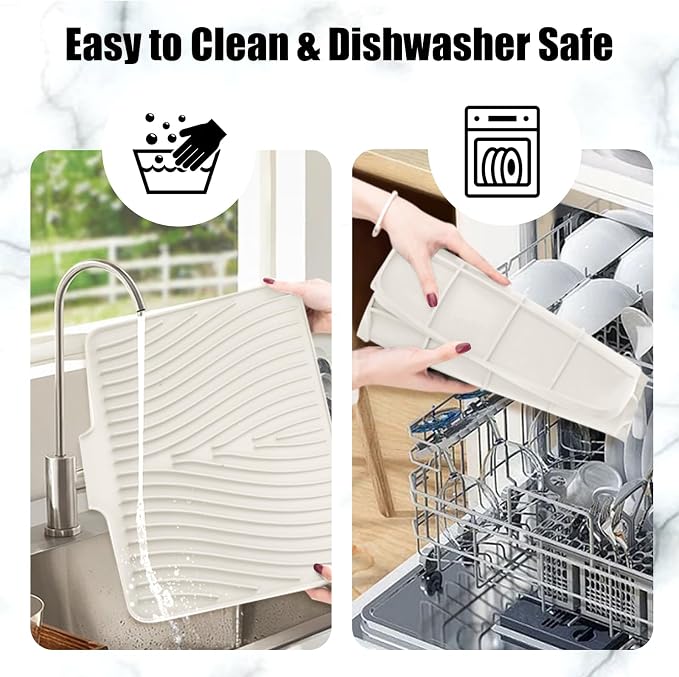 Silicone Dish Drying Mat for Kitchen Counter, Dish Drying Pad, Non-Slip Drain - Image 4