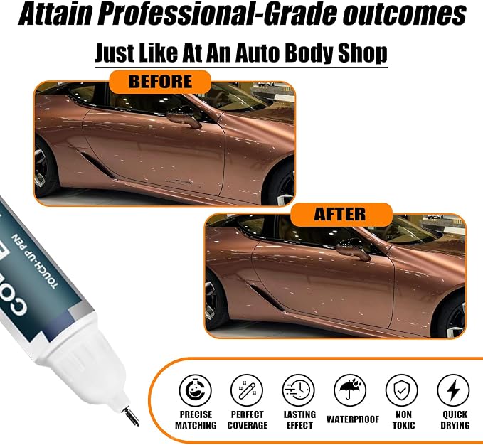 Copper Cres Touch Up Paint for Lexus, Car Paint Pen Scratch Repair Two-In-One - Image 2