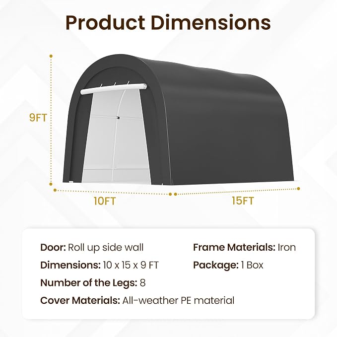 Kiss the Water Carport, Round Portable Garage, Steel Heavy Duty Carport - Image 3