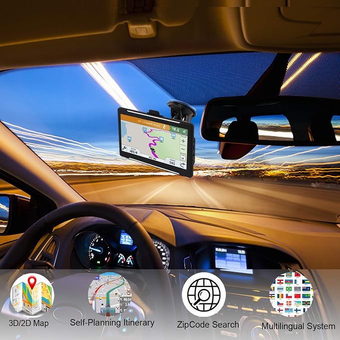 GPS Navigator for Car Truck RV, Latest 2025 Map 7 inch Touch Screen Car GPS - Image 2