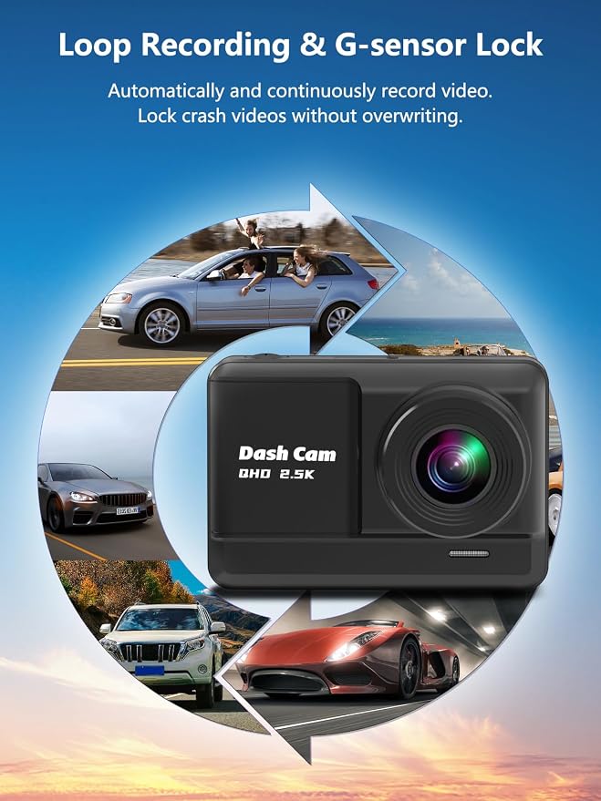 Dash Cam Front and Rear, 2.5K+1080P Dual Dash Camera - Image 4