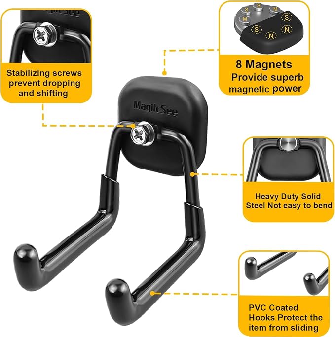 2 Pack Large Magnetic Garage Hooks Heavy Duty, Universal Indoor Outdoor Strong - Image 4