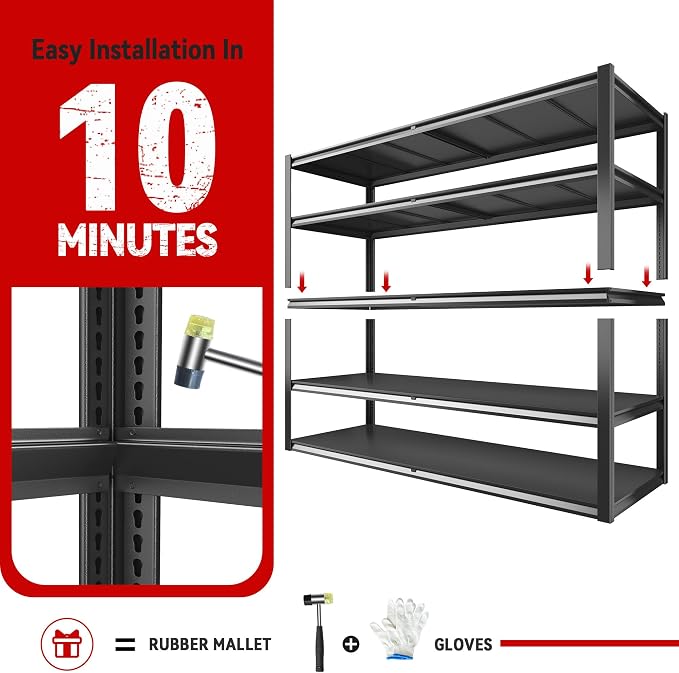 REIBII 78" H Storage Shelves, Garage Shelving Heavy Duty Load 3000LBS, - Image 6