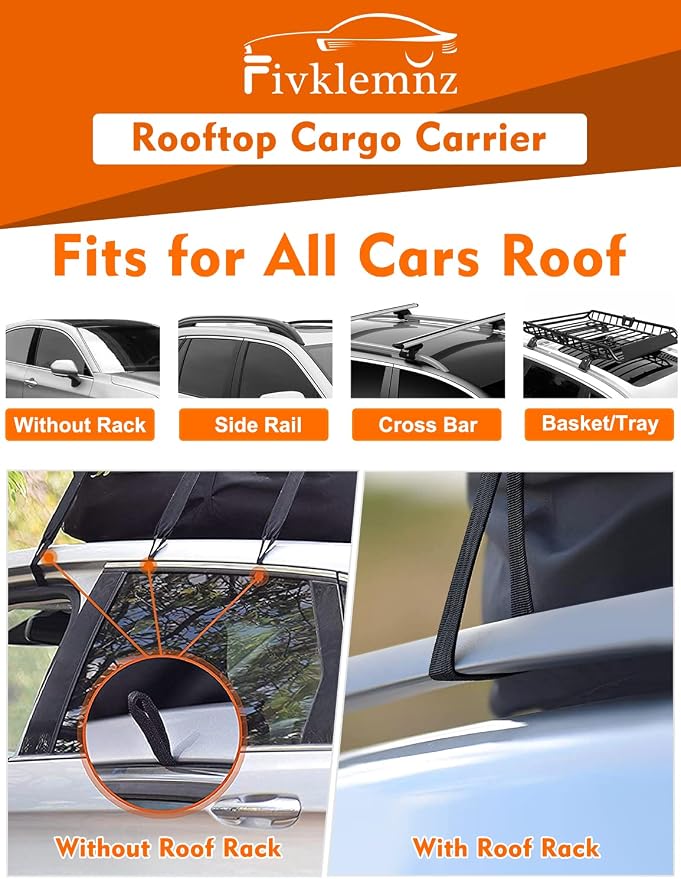FIVKLEMNZ 21 Cubic Car Rooftop Cargo Carrier Roof Bag Waterproof - Image 3