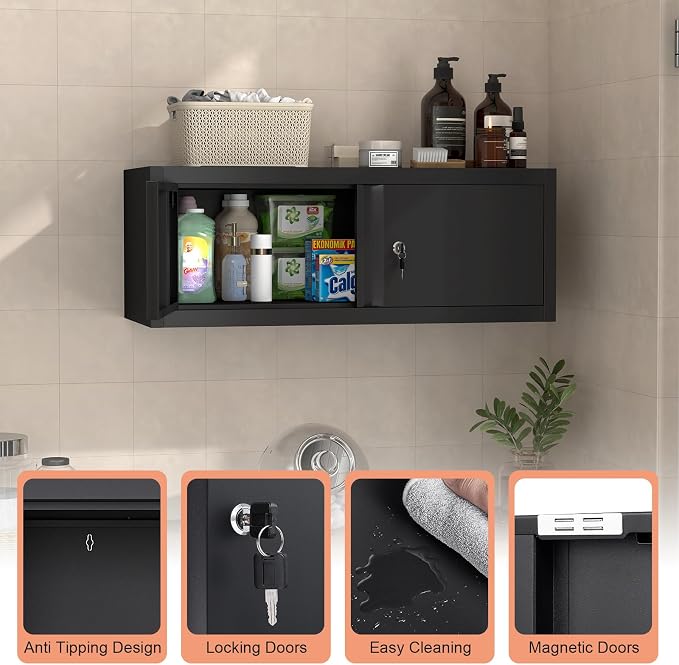 LUCYPAL Garage Storage Cabinet, Metal Wall Storage Cabinet - Image 5