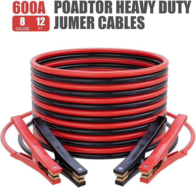 Jumper Cables for Car Battery, 8 Gauge 12 Feet 600AMP, Automotive Booster - Image 5
