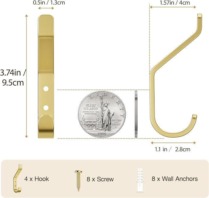 10-Pack Coat Hooks Wall Mounted: 20LB Heavy Duty Hanger - Image 3