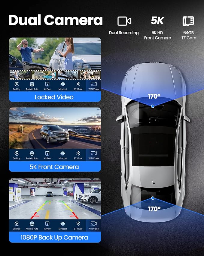 Portable Carplay Screen for Car 5K Dash Cam, Car Audio Receivers - Image 2