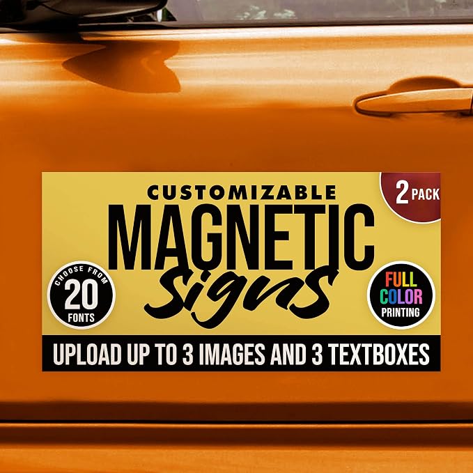 2-Pack, 30 mil Customized Vinyl Car Magnets, Personalized Magnetic Sheets by BasicFundamentals