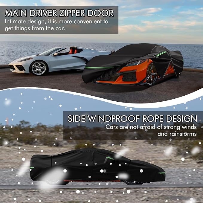 for Corvette 2020-2023 C8 Car Cover 210D Outdoor Waterproof UV Protection - Image 3