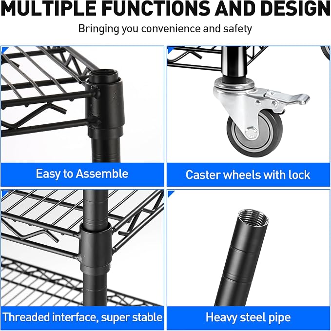 5 Tier Wire Shelf Shelving Unit, Heavy Duty Garage Storage Shelves - Image 6
