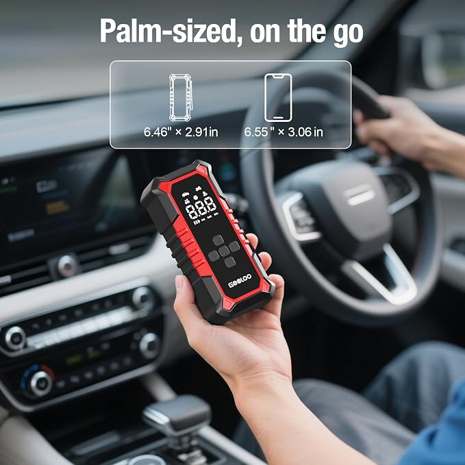 GOOLOO A6 Gear Tire Inflator Portable Air Compressor, 160 PSI Cordless Tire - Image 7