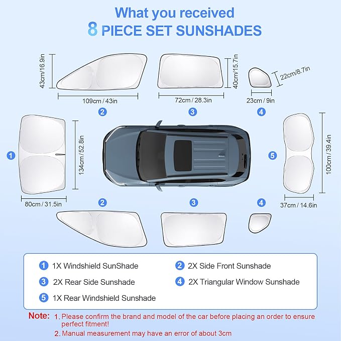 8pcs Car Window Shades for Toyota Corolla Cross2022-Present-Not Corolla - Image 7