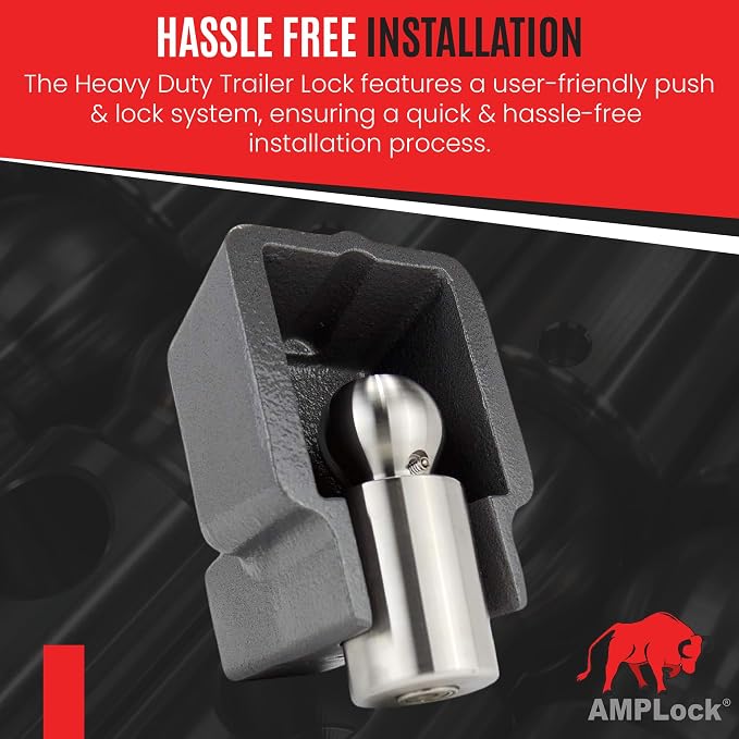 AMPLock - U-BRU2516 2 5/16" Heavy Duty Ball Coupler Lock - Square Edge Design - - Image 4