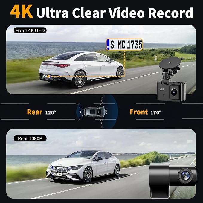 Dash Cam Front and Rear: 4K Dual Channel Dash Cam - Image 3