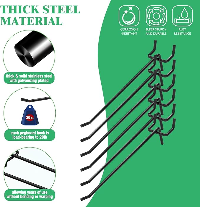 50Pcs 6"/15CM Pegboard Hooks Assortment Set, Metal Peg Board Hooks - Image 3