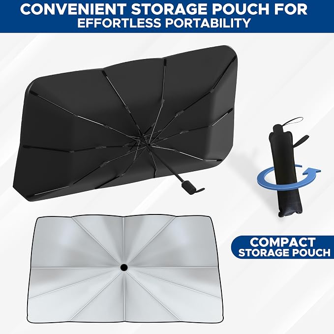 EcoNour Car Umbrella Windshield Sun Shade | Foldable UV Blocker Sun Shade | - Image 9