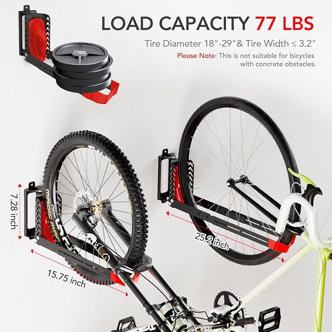 Swivel Bike Rack Wall Mount, Bike Hangers - Image 2