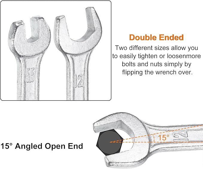 HARFINGTON 2pcs Double Open End Wrench 22mm x 24mm Metric 15 Degree Offset - Image 5