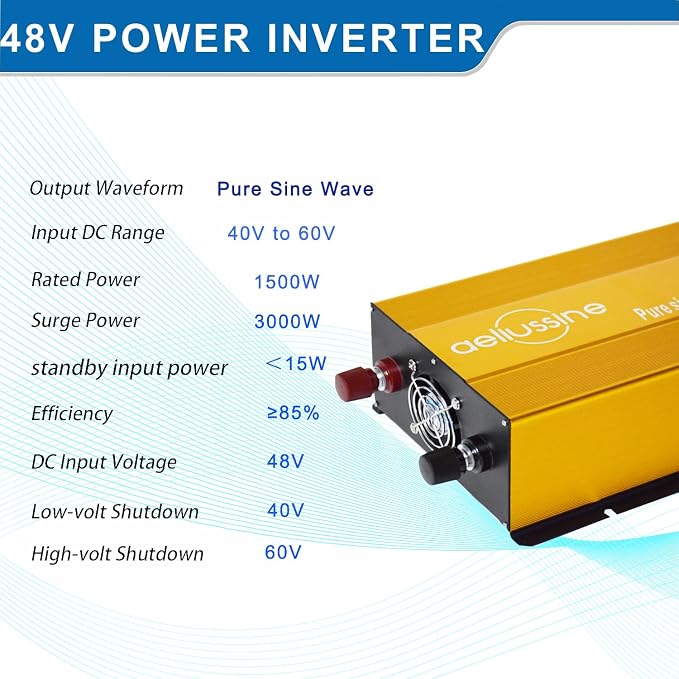 1500W Pure Sine Wave Inverter-48V DC to 110V 120V AC Power Converter - Image 5