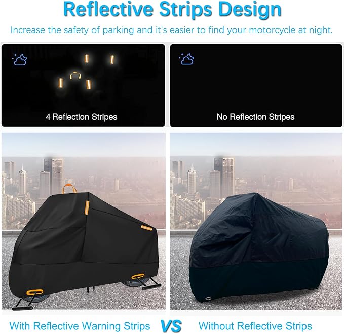 Motorcycle Cover Waterproof Outdoor, 300D Heavy Duty Motorcycle Cover - Image 4