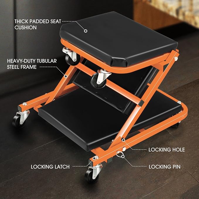 DNA MOTORING 36 Inches 2 IN 1 Rolling Folding Car Creeper/Seat, 150kg Weight - Image 2