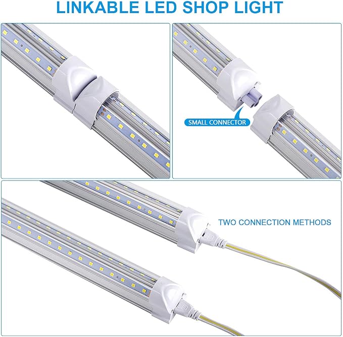 12 Pack, Led Shop Lights, 8FT Led Shop Light, 100W 6000K 15000LM Clear White - Image 3